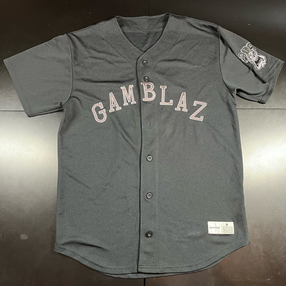 Vintage Gamblaz Black Baseball Jersey Men’s Sz Medium Preowned